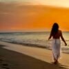 woman walking on tropical beach